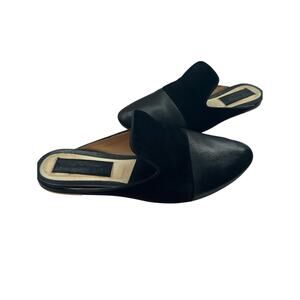 rag & bone Sabine Black Mules EU 38 Mixed Leather & Suede Slides Flats Point Toe